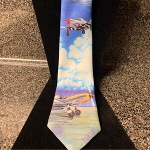 VTG Ralph Marlin P 51 Aviation Themed Tie with Airplane Design